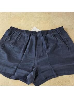 Lunya Navy Blue Silk Boxer Shorts